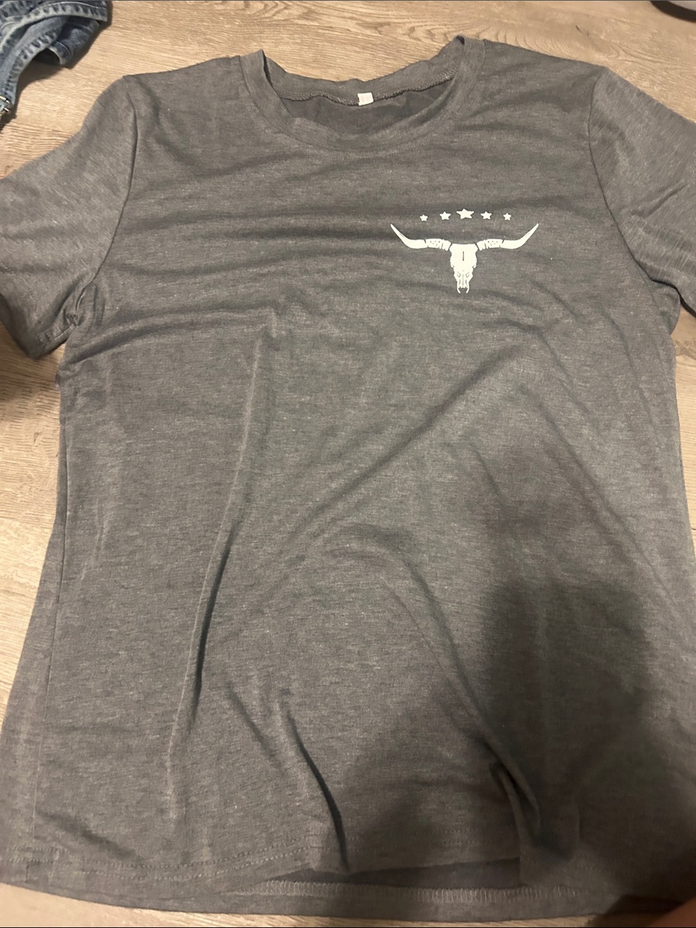 Kids Short Sleeve Tee - Gray with Longhorn Graphic